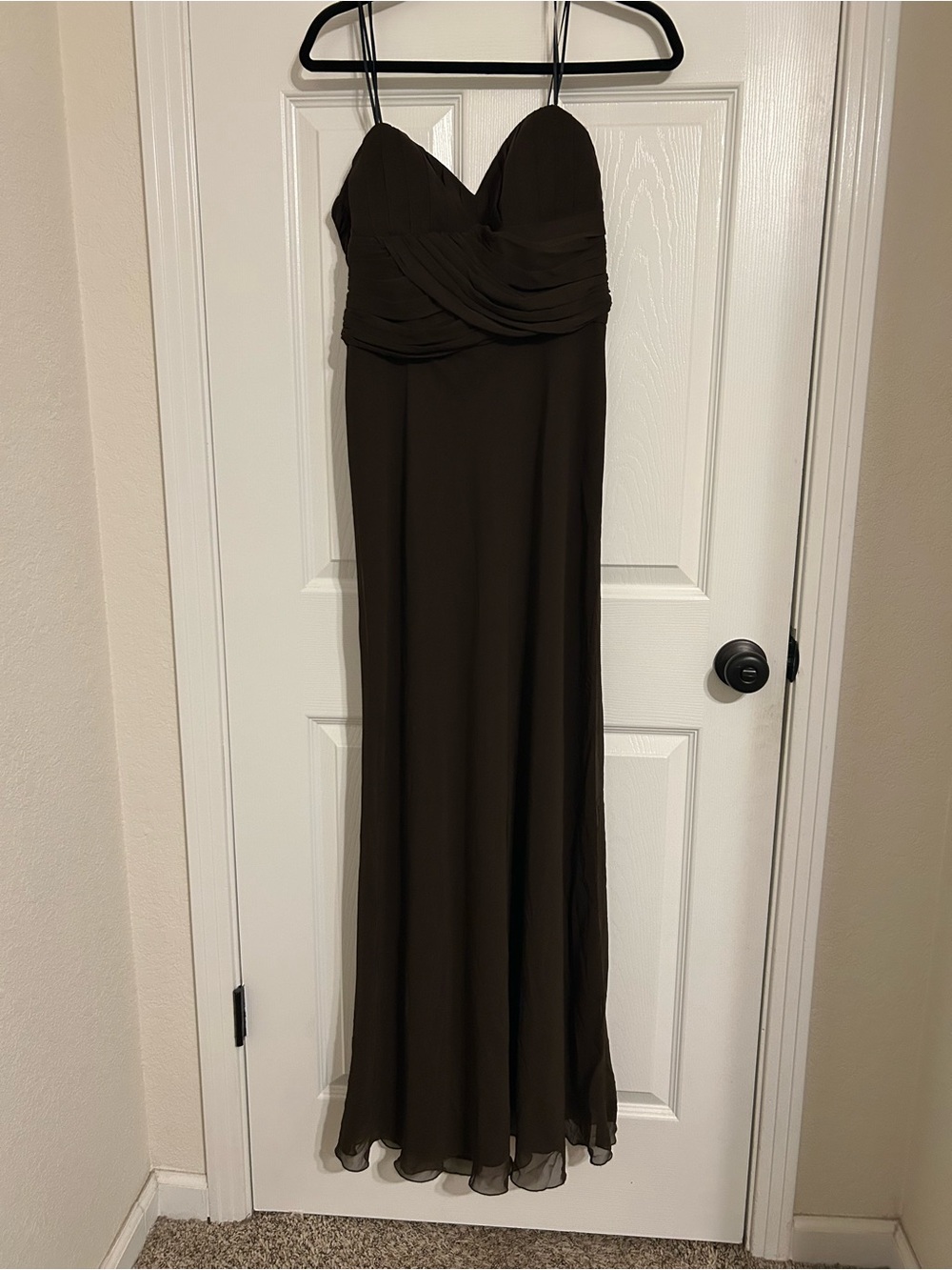 A.B.S. Collection Brown Chiffon Strapless Sweetheart Long Formal Dress